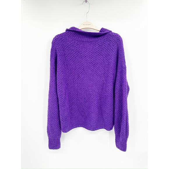 Xirena Ally Purple Iris Alpaca Wool Blend Collared Pullover Sweater Size L - Picture 4 of 8